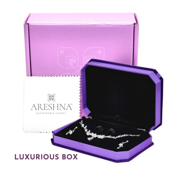 Green Emerald Diamond Bridal Jewelry Set Necklace and Earrings Crystal Jewelry - Picture 9 of 9